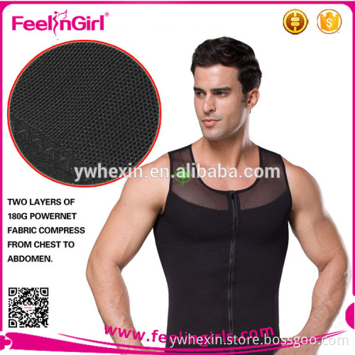 New design men breathable zip up body shaper slimming vest